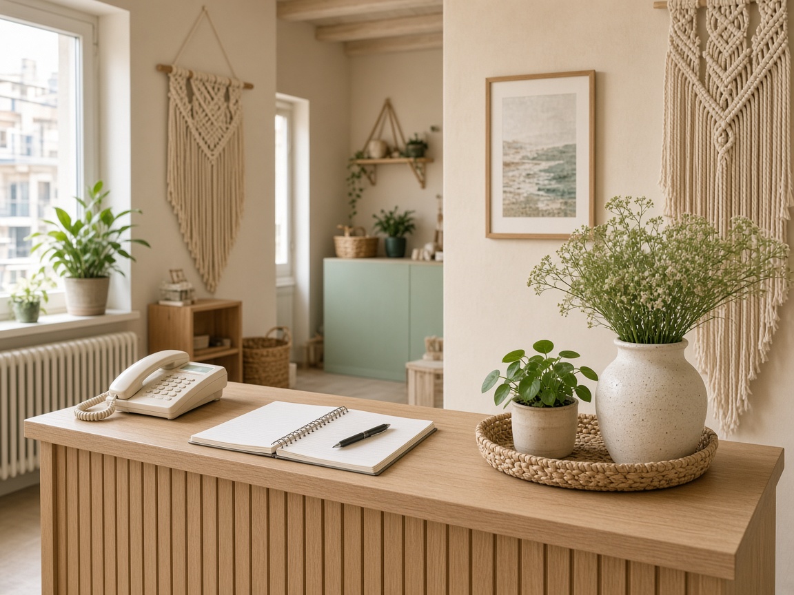 Contact desk at Macrame Mintcrest in Thessaloniki