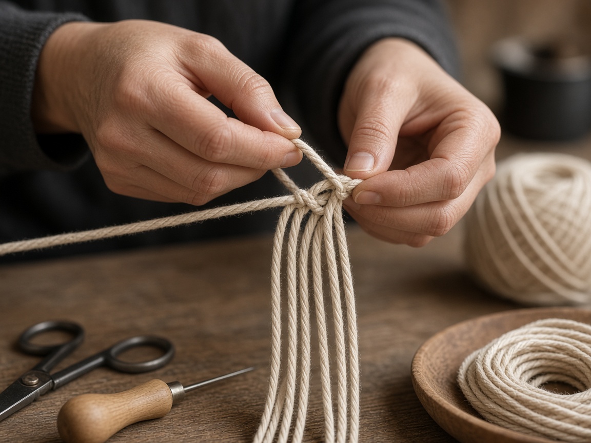 Process detail at Macrame Mintcrest